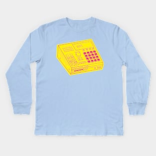 Beat Maker (Mexican Pink Lines + Yellow Rose Drop Shadow) Analog / Music Kids Long Sleeve T-Shirt